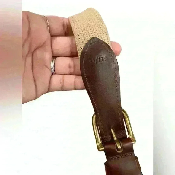 Jardine Striped Leather Canvas Ribbon Belt - Picture 2 of 5